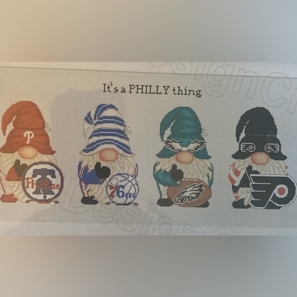 Cross stitched hand made Phillies throw pillow - Picture 2 of 2